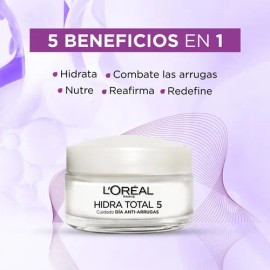 L'Oréal Paris Hidra Total 5 Crema Humectante Antiarrugas, Todo Tipo de Piel, 50ml