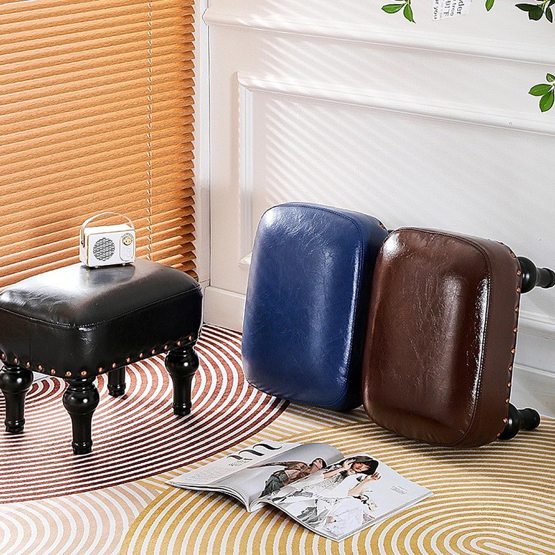 Ottoman Leather Foot Rest with Thicker Foam Padded Seat, Footstool