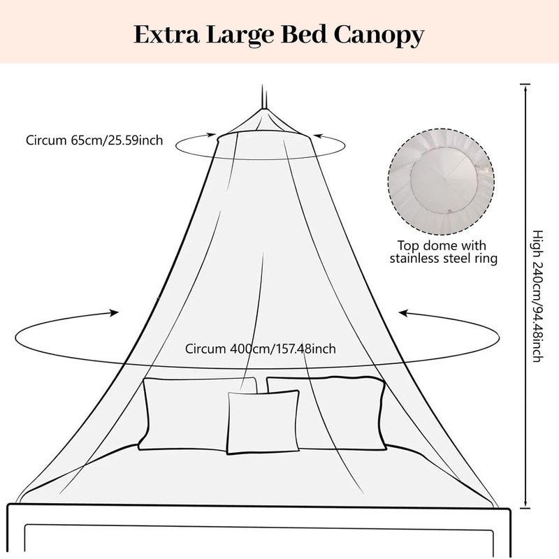 Vercico Kids Bed Canopy Round Dome Canopy for Princess (Pink)