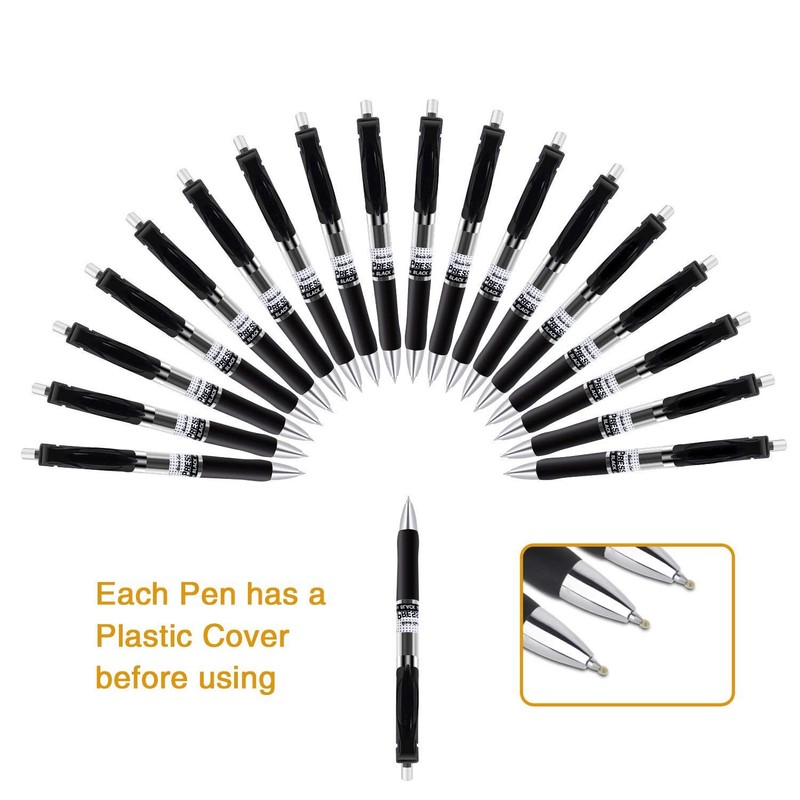 Reaeonat Gel Pens, 18 Pack 0.5mm Retractable Rollerball Pens Black