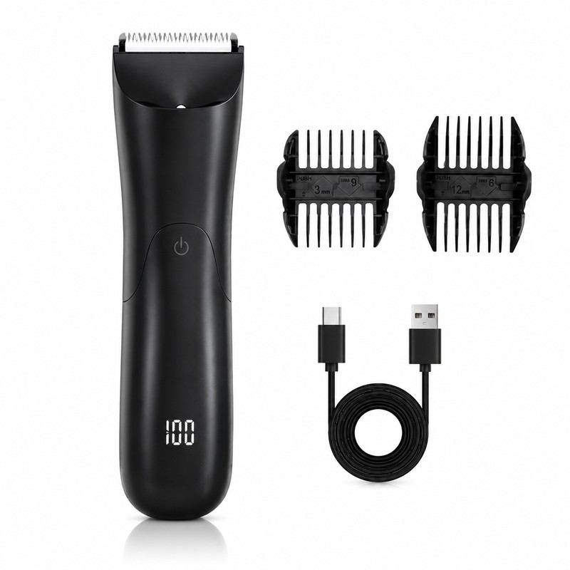 Waterproof Body Hair Trimmer for Full-Body Grooming – Ceramic Blade