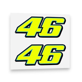 piggystickers Valentino Rossi Sticker FLUORESCENT YELLOW 46 Vinyl Decal (2013) 10cm