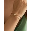 Zysta Dainty Cross Bracelet with Colourful Beads Double Layered 14k