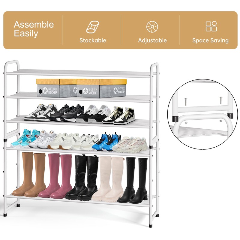 KEETDY 3-Tier Long Shoe Rack for Closet Metal Shoe Organizer