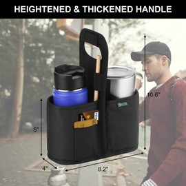 Beautyflier Drink Carrier with Handle for Delivery Reusable Insulated Coffee Cup Carrier Portable 2 Cup Holder with Handle Organizer Tote Bag for Hot & Cold Drinks