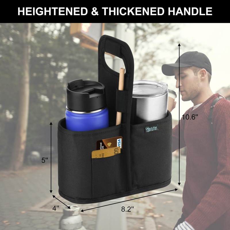 Beautyflier Drink Carrier with Handle for Delivery Reusable Insulated Coffee