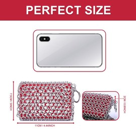 Cast Iron Skillet Cleaner, Cast Iron Skillets Scrubber Chainmail with Stainless Steel & Heat-Resistant Silcone, Suitable for Cleaning Cast Iron Pans, Skillets, Pans, Wok