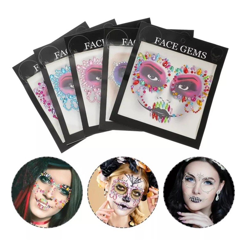 Lecute 10 Set Pedreria Facial Diamantes Maquillaje Disfraz Carnaval
