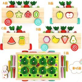 Bajoy 7 in 1 Montessori Educational Toys, Shapes, Inlay, Fingertip Fishing Toy, String Toy, Multifunction Wooden Toy for Pretend Play Toys, Educational Toy, Ranking 2, 3, 4, 5, 6 Years, Girls, Boys,