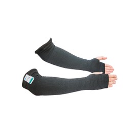 KEZZLED Kevlar Cut Heat Scratch & Knife Resistant Protective Arm Elbow Safety Sleeves with Thumb Holes |Heat, Flame, Cooking, Gardening, Autism Arm Protection Cut Level 4, EN 388 Tested (Black)