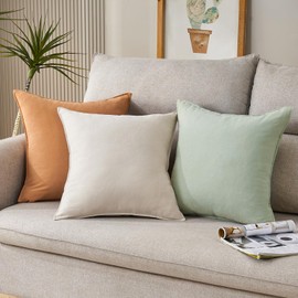 Cushion Covers 45x45, Orange Boho Pillowcases Soft Cotton Linen Decorative Square Throw Pillow Cover Luxury Cushions Case for Sofa Chair Living Room Bedroom Car Office Garden Home Decor Set of 2