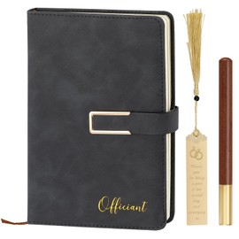 Sincerez Officiant Gift Set - Officiant book for ceremony, Wedding Officiant Gift and Gifts for Wedding day Officiant, Proposal Book/Binder for ceremony, Book set with bookmark, wooden pen and gift box (Black)