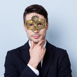 Oidea Masquerade Masks for Men: Ancient Greek Egyptian Roman Sun God Half Face Mask Carnival Venetian Mardi Gras Mask,Gold