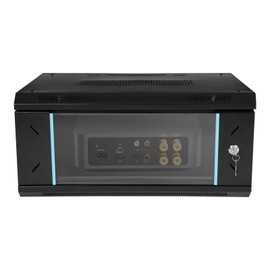 4U Wall Mount Network Server Cabinet, T Network Rack Enclosure Lockable Door 23.6'' Deep, Server Rack Cabinet Enclosure with Locking Glass Door Side Panels for It Equipment, A/V Devices