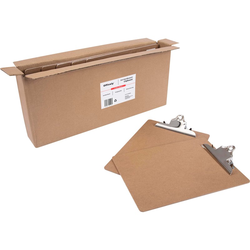 Officely A4 Masonite Hardboard Clipboard, Durable Strong Clip (Pack of