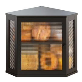 Vriccc Corner Bread Box, Bamboo Bread Box for Kitchen Countertop, 2 Tier Wooden Bread Storage, Black