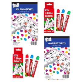 Mysterial Ultimate Bingo Game Set 1200 Just Stationery Jumbo Bingo Tickets & 6 Bingo Dabbers (Red, Blue, Green) – Perfect for Bingo Nights, Charity Events, and Family Fun!