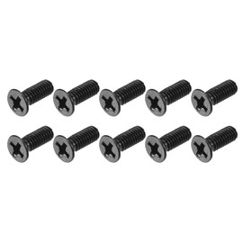 METALLIXITY 50pcs M4 x 12mm Flat Head Screws Carbon Steel Machine Screws for Eyeglass Watch Small Electronics Black
