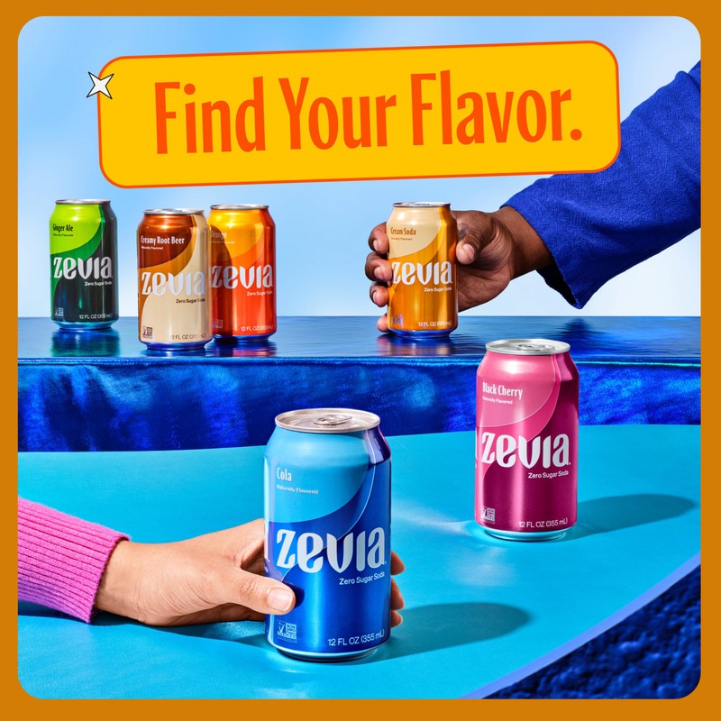 Zevia Zero Calorie Soda, Orange, 12 Ounce Cans (Pack of
