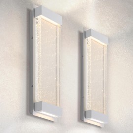 ASD LED 18 Inch Bubble Glass Wall Light Fixture | 22W 520LM 3000-5000K 100-277V | 3CCT, Waterproof, Dimmable, Up-Down Glow, ETL Listed | Exterior Flush Mount Sconce, Outdoor Lighting | White, 2 Pack