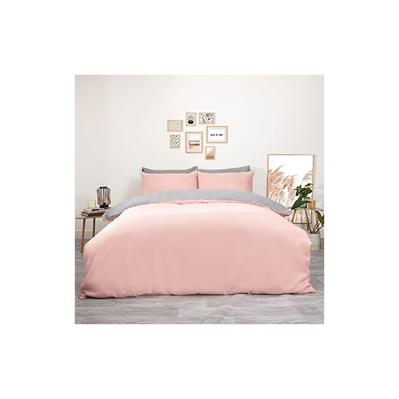 Brentfords Plain Dye Duvet Cover Quilt Bedding Set With Pillowcase,