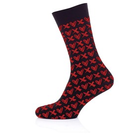 AKH® Valentine's Day Heart & Kisses Socks | Novelty Heart Print Cotton Socks for Him & Her (UK, Numeric, 5, 8, Regular, Regular, Standard, Red & Black)