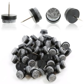 Qjaiune 40 PCS Nail On Felt Pads for Chair Legs, 20mm Furniture Glides Chair Feet Protectors, Nail Furniture Sliders Table Felt Feet Plastic Chair Glides for Wood Floors (Black)