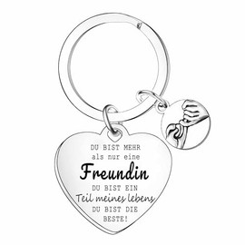 Nfyxcaz Friend Keyring Friendship Gifts for Women Bff Bestie Long Distance Friendship Keyring Gifts for Birthday Graduation Christmas, silver