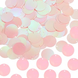 MECCANIXITY 100 Pcs Flat Round Sequins 25mm/1 Inch Loose Paillettes Craft Sewing Sequins with Single Side Hole for DIY Embroidery Clothing Jewelry Making, AB Light Pink