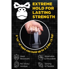The Good Stuff Double Sided Tape Heavy Duty [1" x10ft'] Transparent Nano Tape for Mounting - Reusable 2-Sided Mounting Tape - Caution This Tape is Strong - NOT for Painted Walls