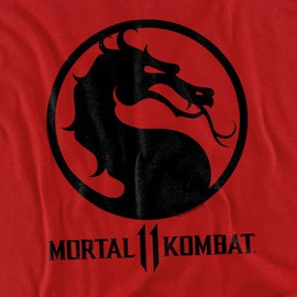 Mortal Kombat 11 Dragon Black Logo Unisex Adult T-Shirt for Men and Women, Red, X-Large