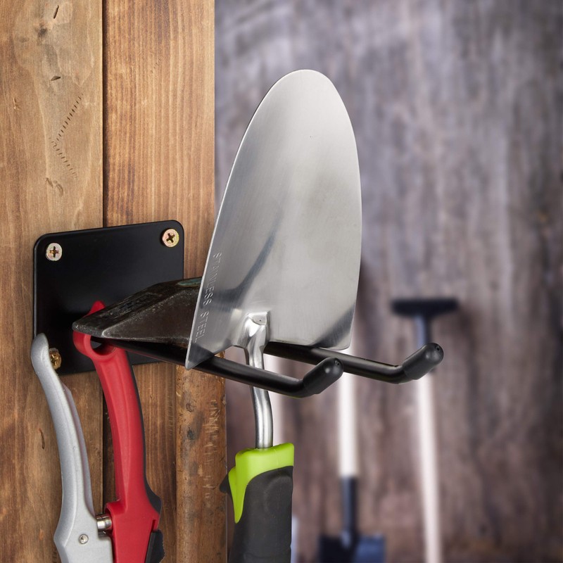 Relaxdays 2 x Tool Holder Wall Mount, Double Hook, Broom