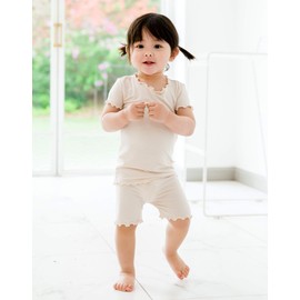 Vaenait Kids Short Sleeve Sleepwear Pajamas 2pcs Set Shirring Ivory L