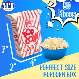 MT Products Popcorn Boxes for Party 0.74 oz. - Small Popcorn Box with Closed Top - Pack of 50