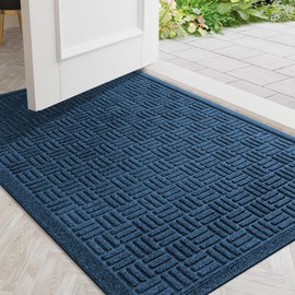 Mibao Front Door Mat Indoor Outdoor Entrance, Dirt Trapping Welcome Mats, Non-Slip Doormats, Low Profile Front Entryway, 36" x 24", Blue