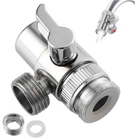 Adaptador de grifo Válvula de ducha 2 vías Válvula Fácil instalar conector grifo aleación para la cocina o el fregadero del baño para usar la manguera o cabeza ducha