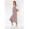 Schuerzenfabrik Button Gown Women's Mixed Fabric Checked Apron Sleeveless Cooking