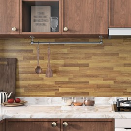 Wallercity Light Brown Butcher Block Contact Paper Vinyl Waterproof Wood Countertop Peel and Stick Faux Wood Wallpaper Removable Woodgrain Contact Paper for Bathroom Kitchen Counter Top 15.8''x78.7''
