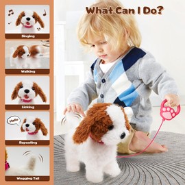 Arkyomi Dog Toy Children, Running Dog with Lead that Running and Barking, Pets Robot Dog Interactive Toy, Remote Controlled Play Dog with Tail Wagging and Talking