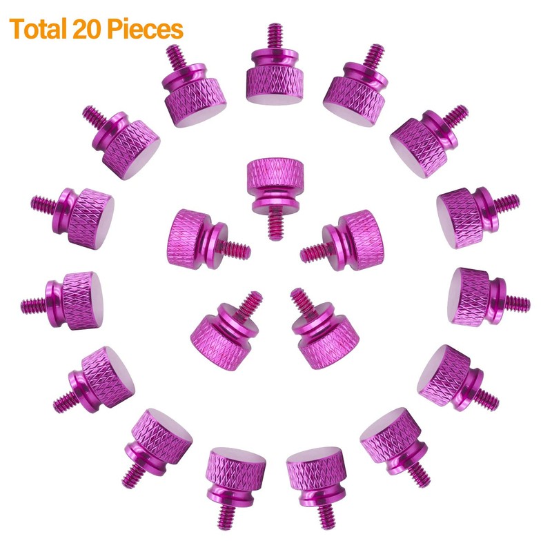 Powlankou 20 Pieces 6#-32 Computer Case Screws, Anodized Aluminum Thumbscrews,