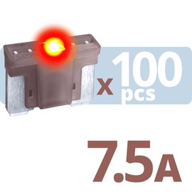 CARAX Glow Fuse – Premium Fuse Low Profile Mini Micro Blade ATT/LP-Mini/APS – 7.5A Kit 100 pcs – Glow When Blown LED Automotive Fuse – Smart Auto Glow Fuse Easy Identification – 100 pcs