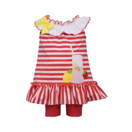Bonnie Jean Girl's Shorts Set for Baby, Toddler and Little Girls, Red/White/Yellow, 3-6 Months