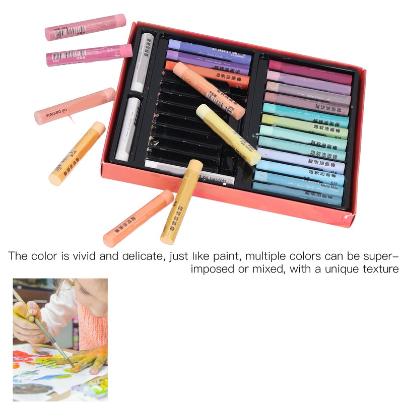 26pcs Oil Pastels 24 Colors Soft Creamy Safe Reliable DIY