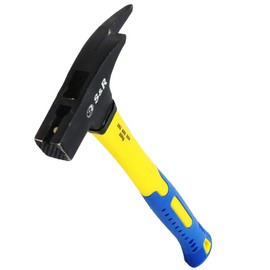 S&R Roofing Hammer 600g with Fiberglass Handle, Magnetic Nail Holder, Non-Slip Handle (Tool Steel, Fiberglass)