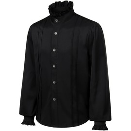 VATPAVE Mens Ruffle Pirate Shirts Medieval Renaissance Cosplay Costume Steampunk Victorian Tops Gothic Small Black LC26