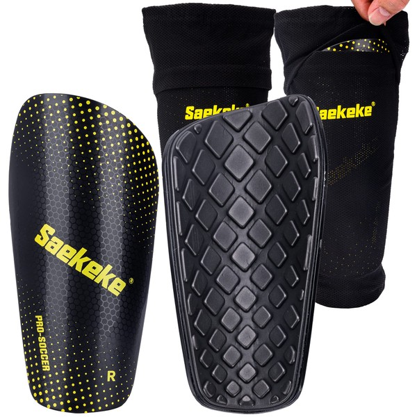 Saekeke Football Shin Pads with Socks for Children/Teenagers/Adults, Lightweight, Comfortable