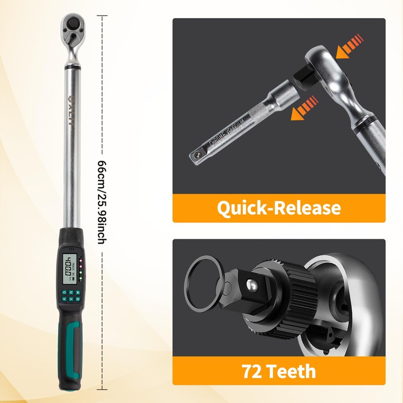 XLIT Heavy-Duty 1/2-Inch Drive Digital Torque Wrench, 15-295 ft-lb (20-400