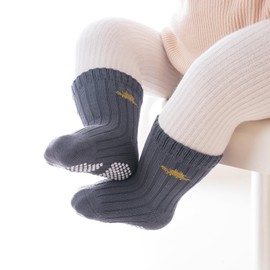 VWU Baby Toddler Socks with Grips Kids Girl Boy Crew Ankle Socks Cotton Anti Slip 0-6T 6/9 Pack (US, Age, 3 Months, 12 Months, Boy A 9 Pack)