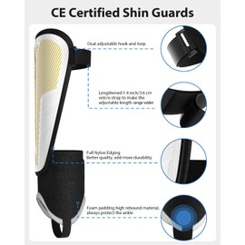 AirsFish Children's Football Shin Guards, Certified, with Ankle Protection, Adjustable Strap, High-Strength Equipment for Boys and Girls