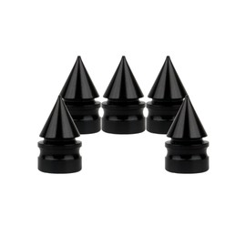 SENZEAL 5pcs Spike Valve Caps for Tyres Aluminum Alloy Motorbike Bike Dust Caps Black